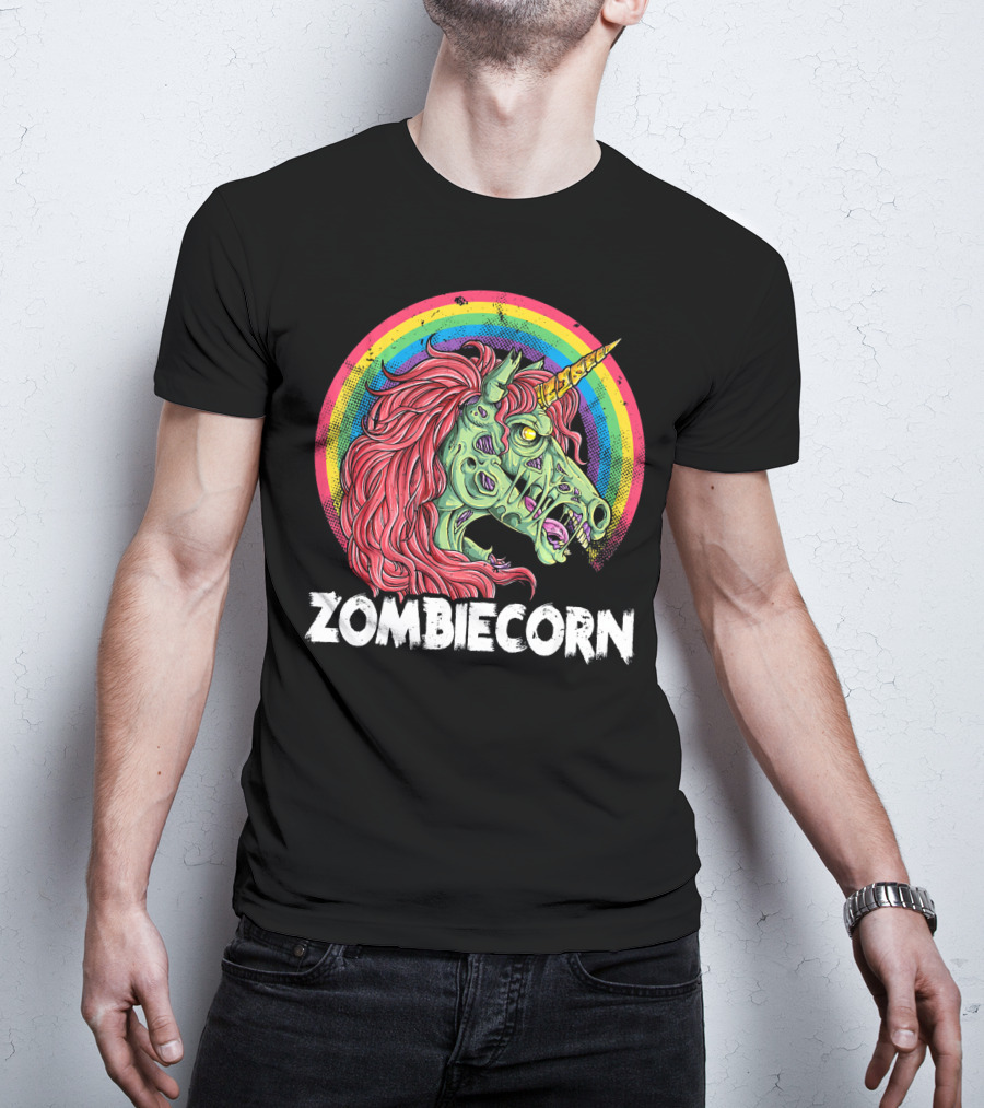 Zombiecorn Unicorn Zombie Rainbow T-Shirt