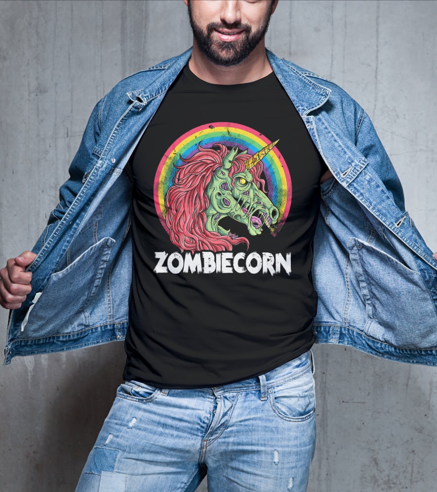 Zombiecorn Unicorn Zombie Rainbow T-Shirt