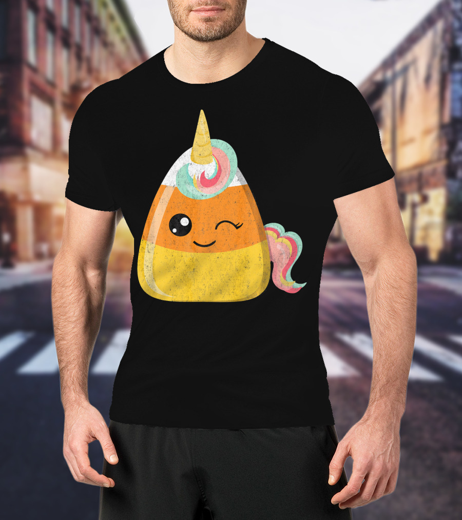 Candy Corn Unicorn Funny Halloween Candicorn T-Shirt