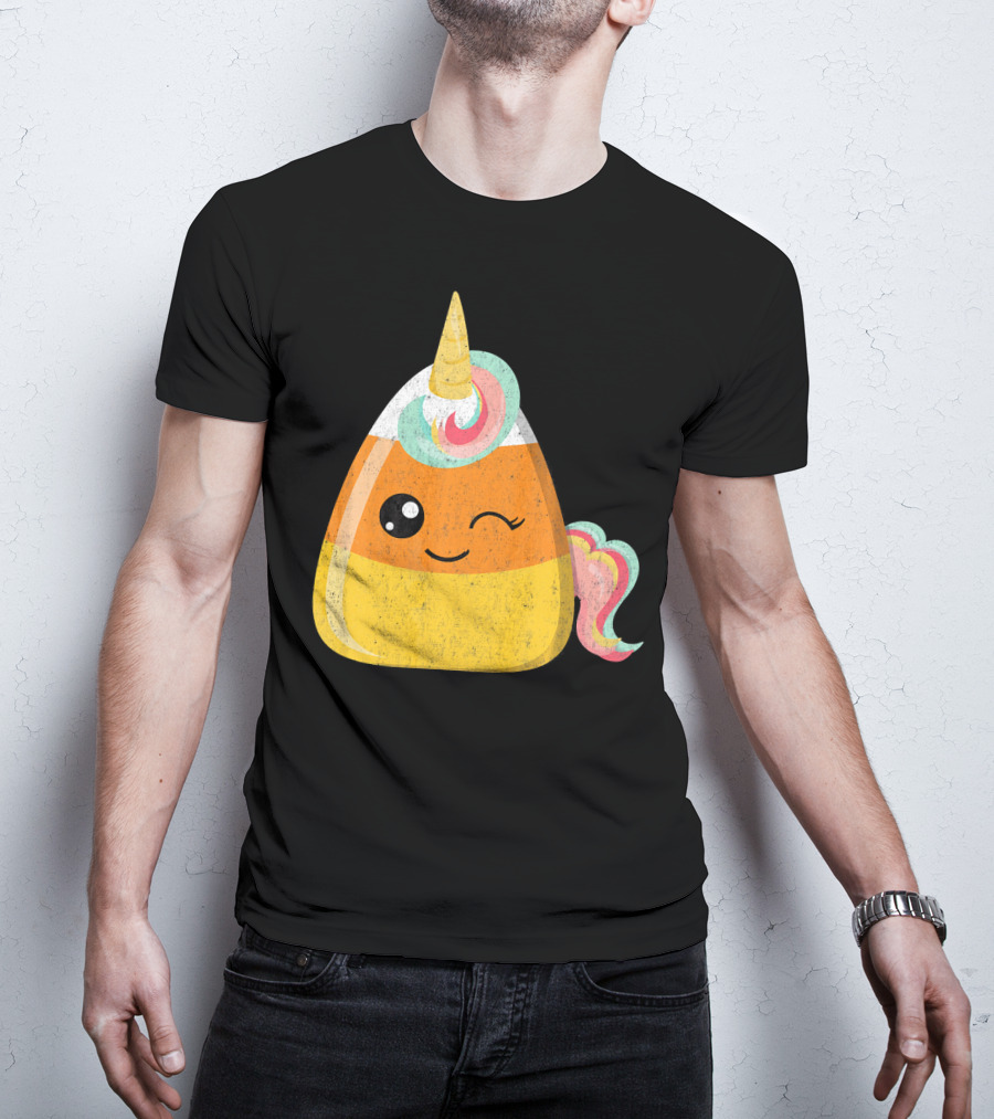 Candy Corn Unicorn Funny Halloween Candicorn T-Shirt