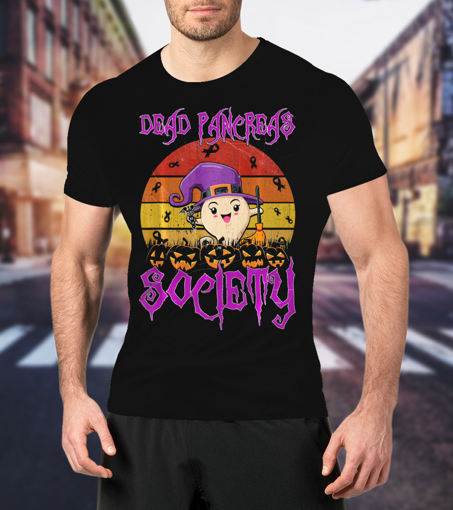 Dead Pancreas Society Halloween Pumpkin Witch Hat T-Shirt