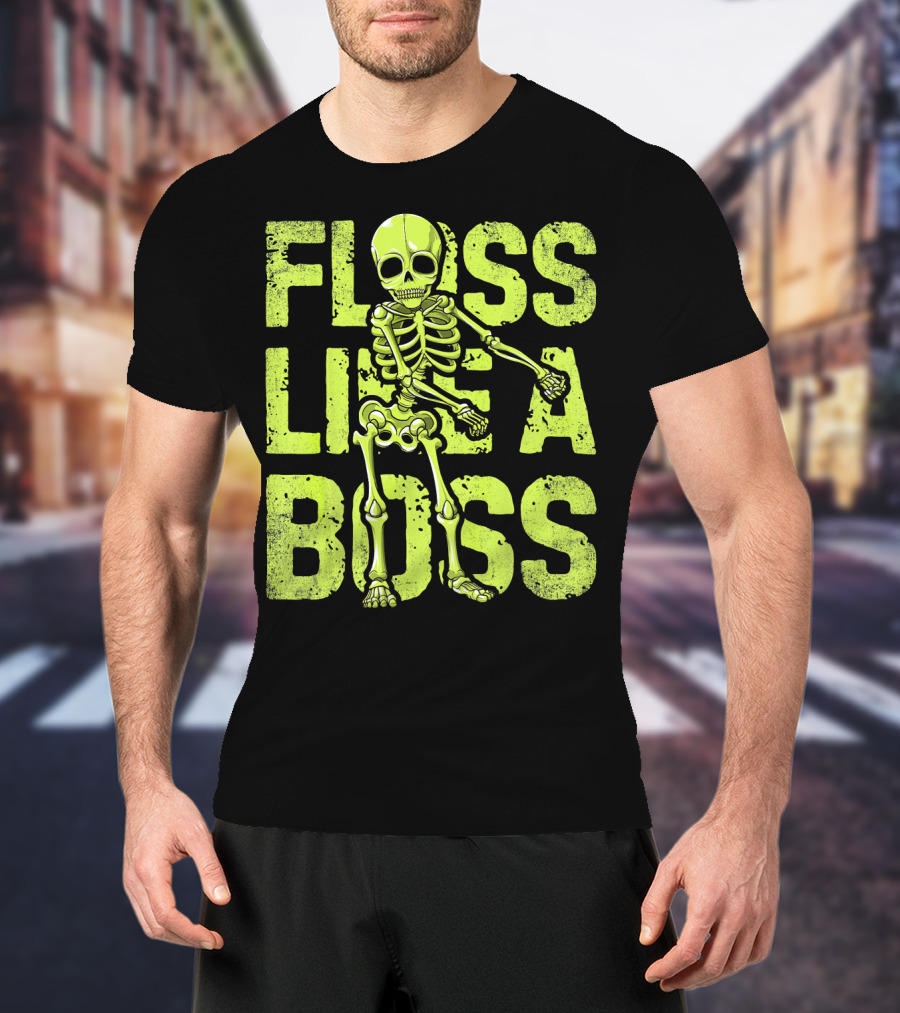 Floss Like A Boss Neon Skeleton Dance T-Shirt