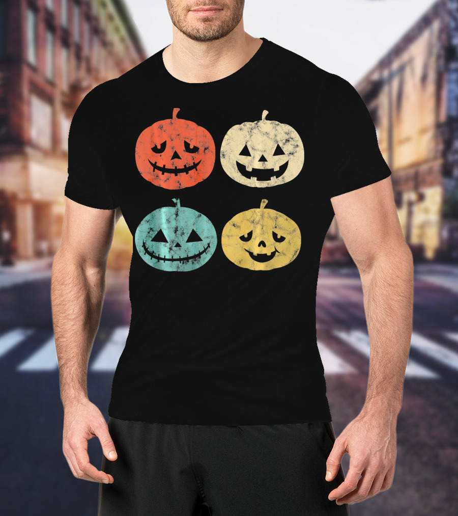 Vintage Pumpkin Funny Halloween Jack-O'-Lanterns T-Shirt