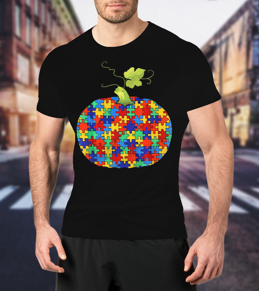 Pumpkin Puzzle Autism Awareness Halloween Lover T-Shirt