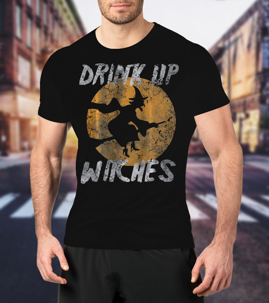 Drink Up Witches Vintage Halloween Moon T-Shirt