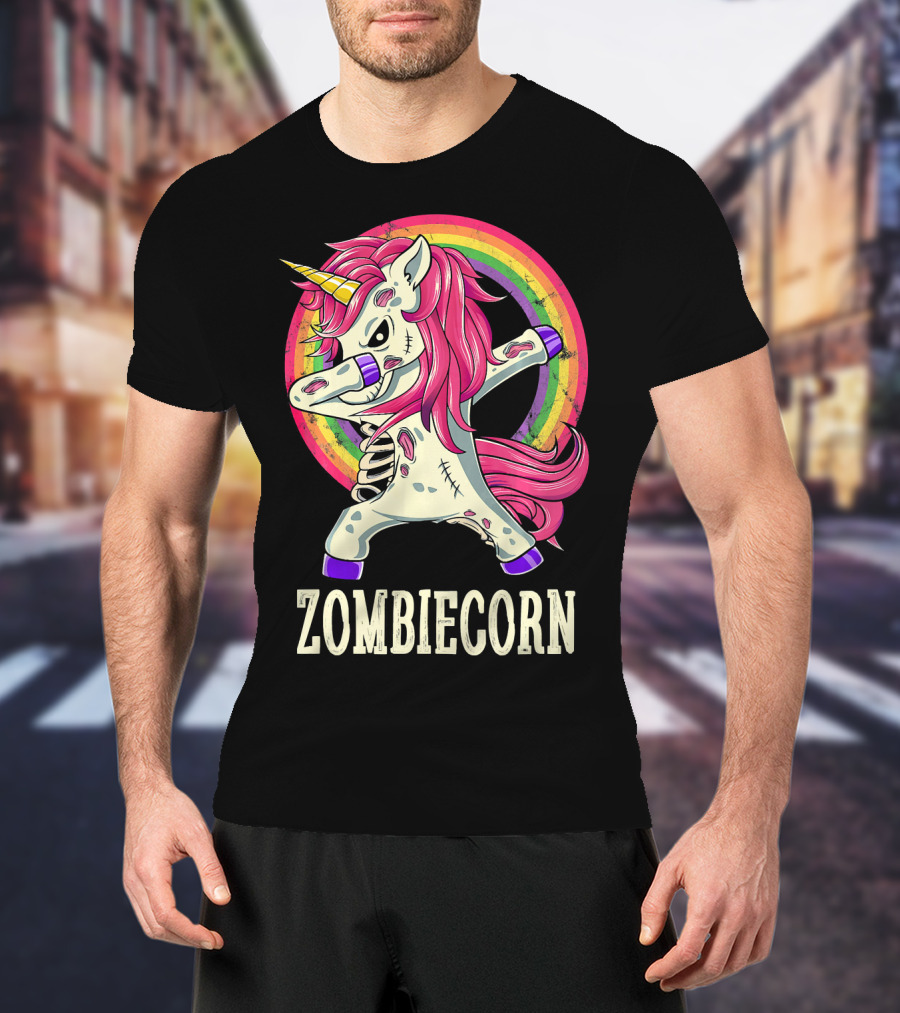 Zombiecorn Dab Dance Unicorn With Rainbow T-Shirt