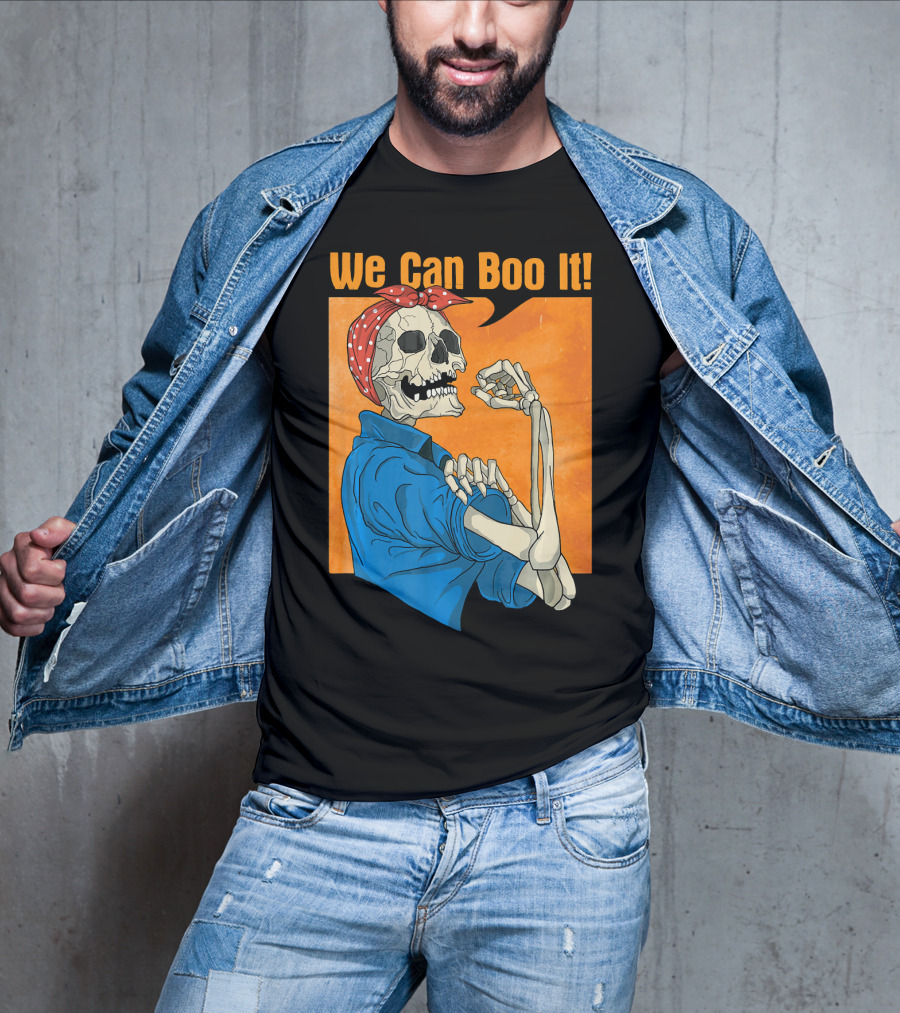 Funny Halloween Vintage Skeleton Rosie The Riveter We Can Boo It T-Shirt