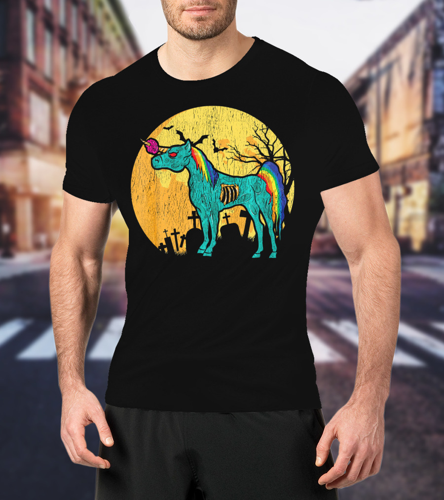 Zombie Unicorn Zombicorn Graveyard Night T-Shirt