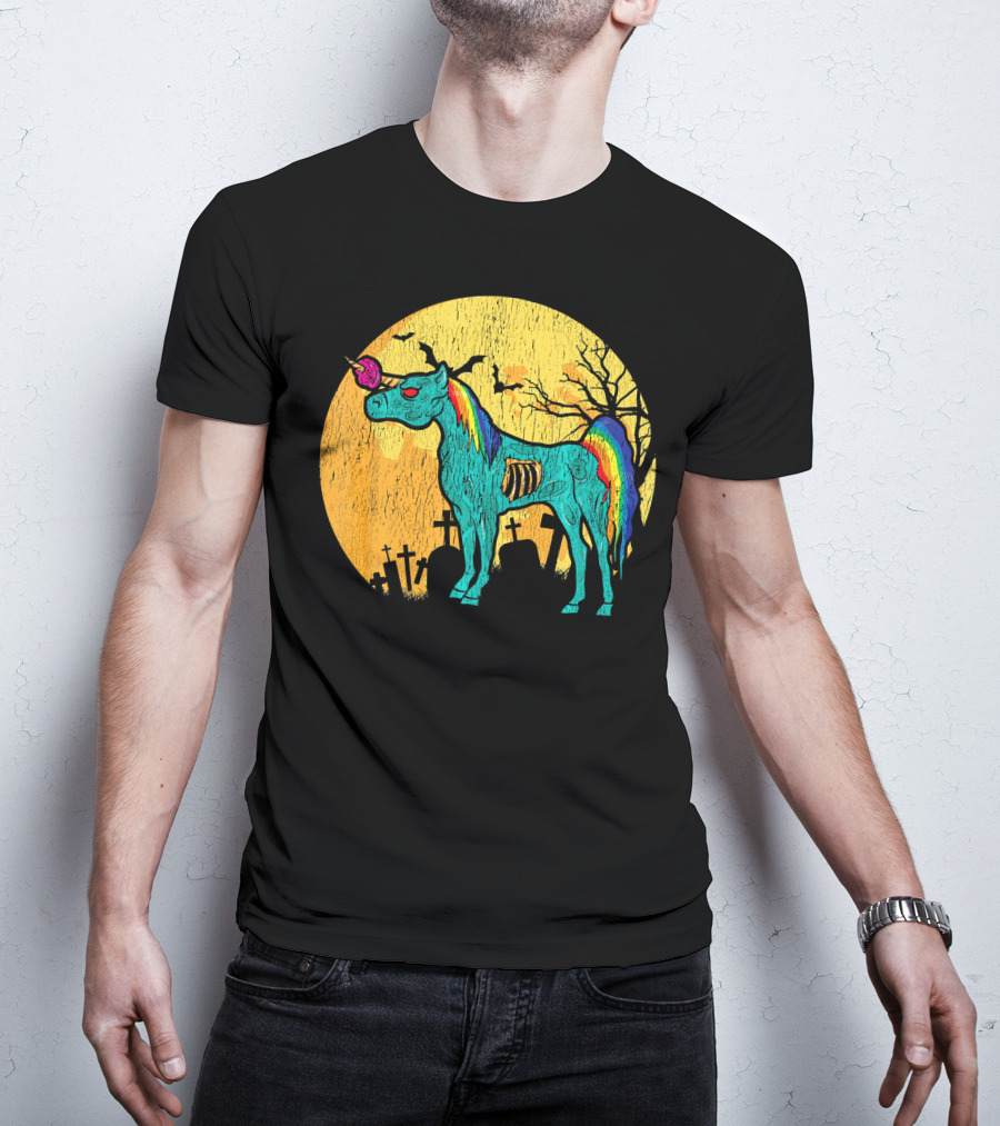 Zombie Unicorn Zombicorn Graveyard Night T-Shirt