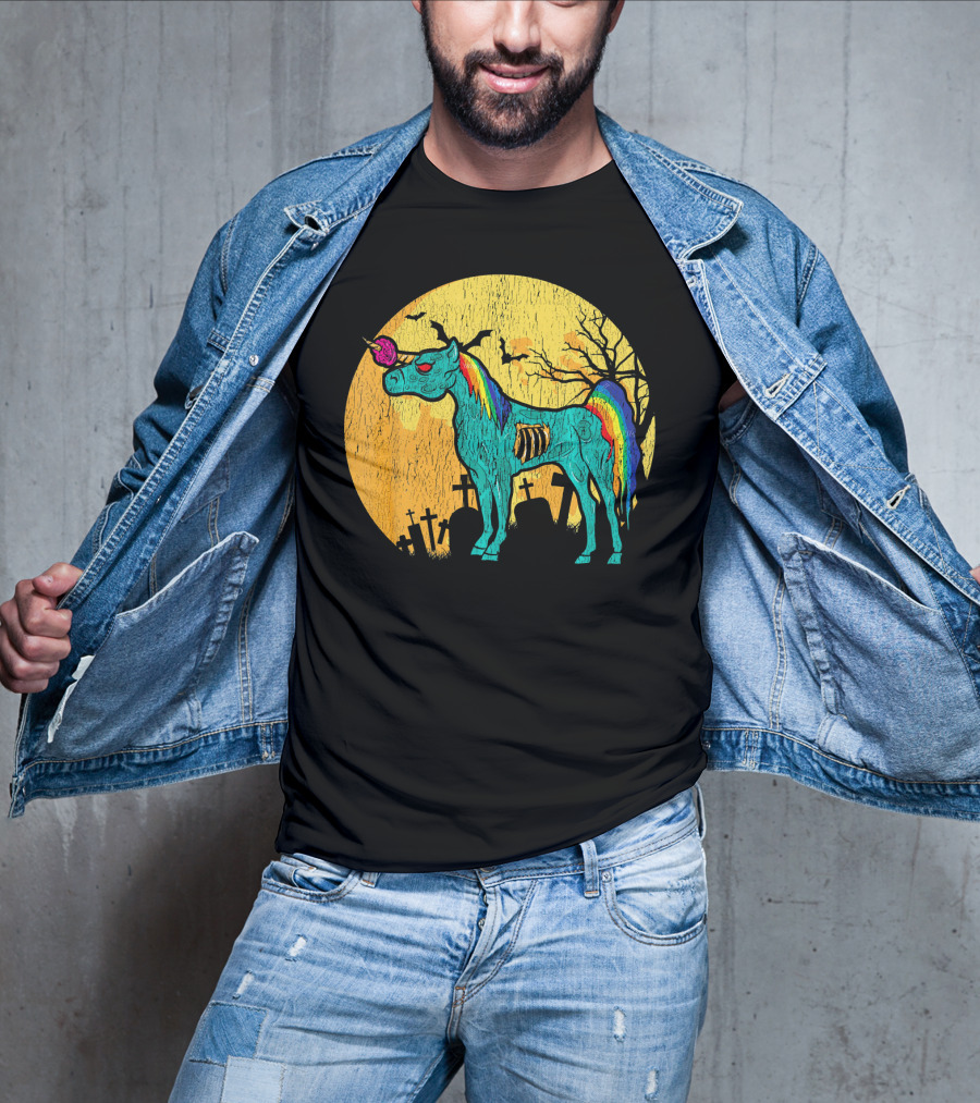 Zombie Unicorn Zombicorn Graveyard Night T-Shirt