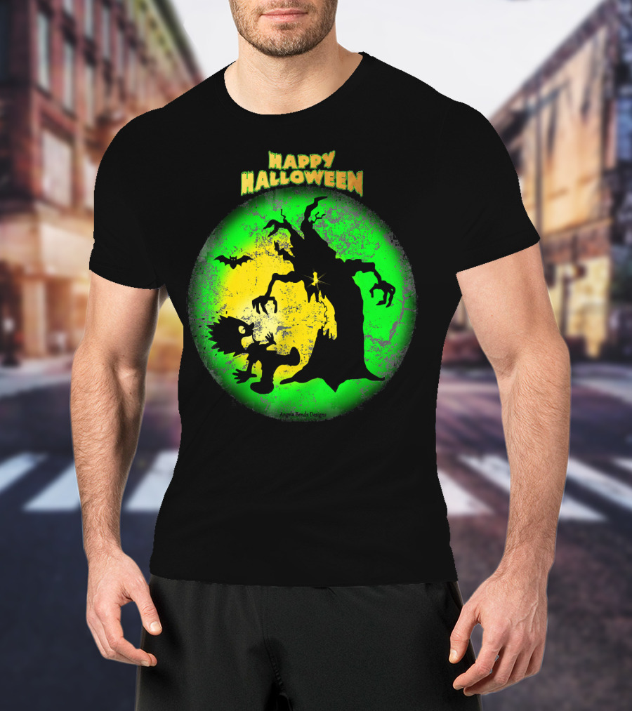 Happy Halloween Spooky Tree And Bat T-Shirt