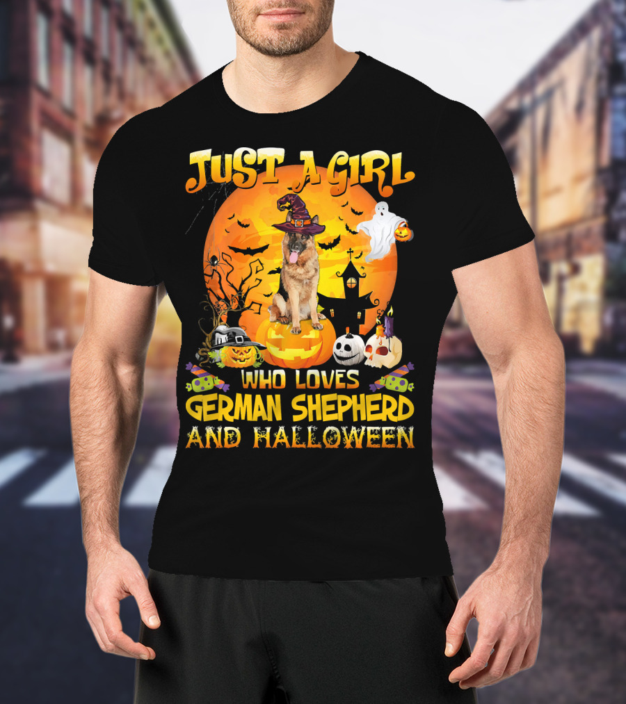 Just A Girl Who Loves German Shepherd And Halloween T-Shirt