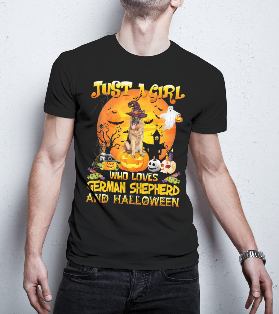 Just A Girl Who Loves German Shepherd And Halloween T-Shirt