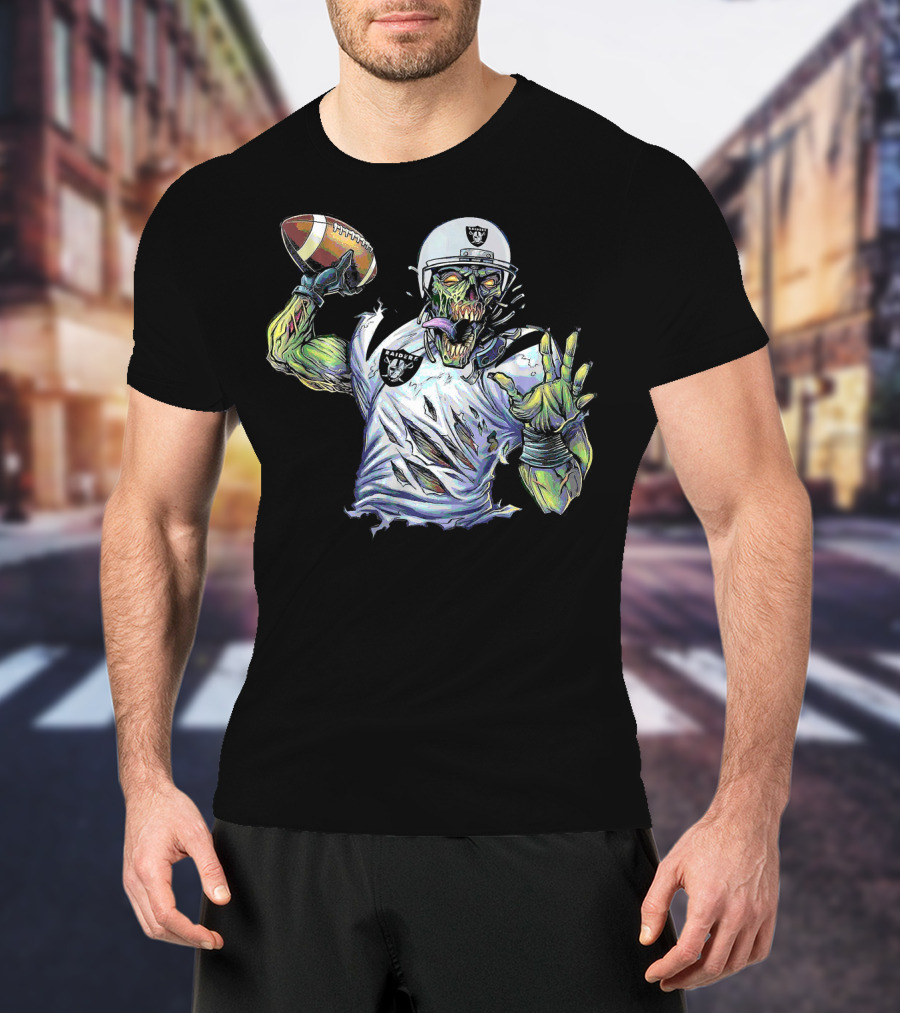 Raider Zombie Football Halloween Skull Horror Team T-Shirt