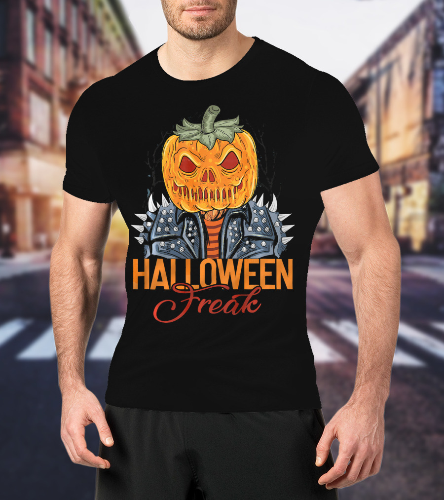 Halloween Freak Pumpkin Zombie Spiked Jacket T-Shirt