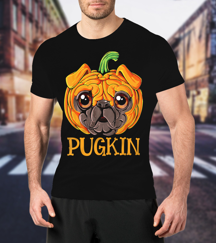 Pugkin Pug Pumpkin Halloween T-Shirt