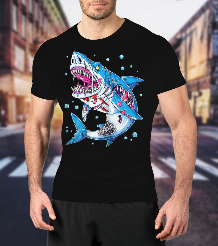 Jawsome Shark Zombie Halloween Zombies Attack T-Shirt