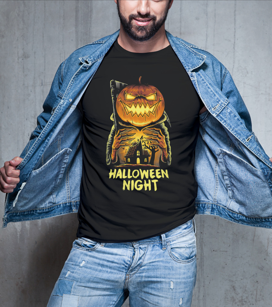 Halloween Night Scary Pumpkin Monster House T-Shirt