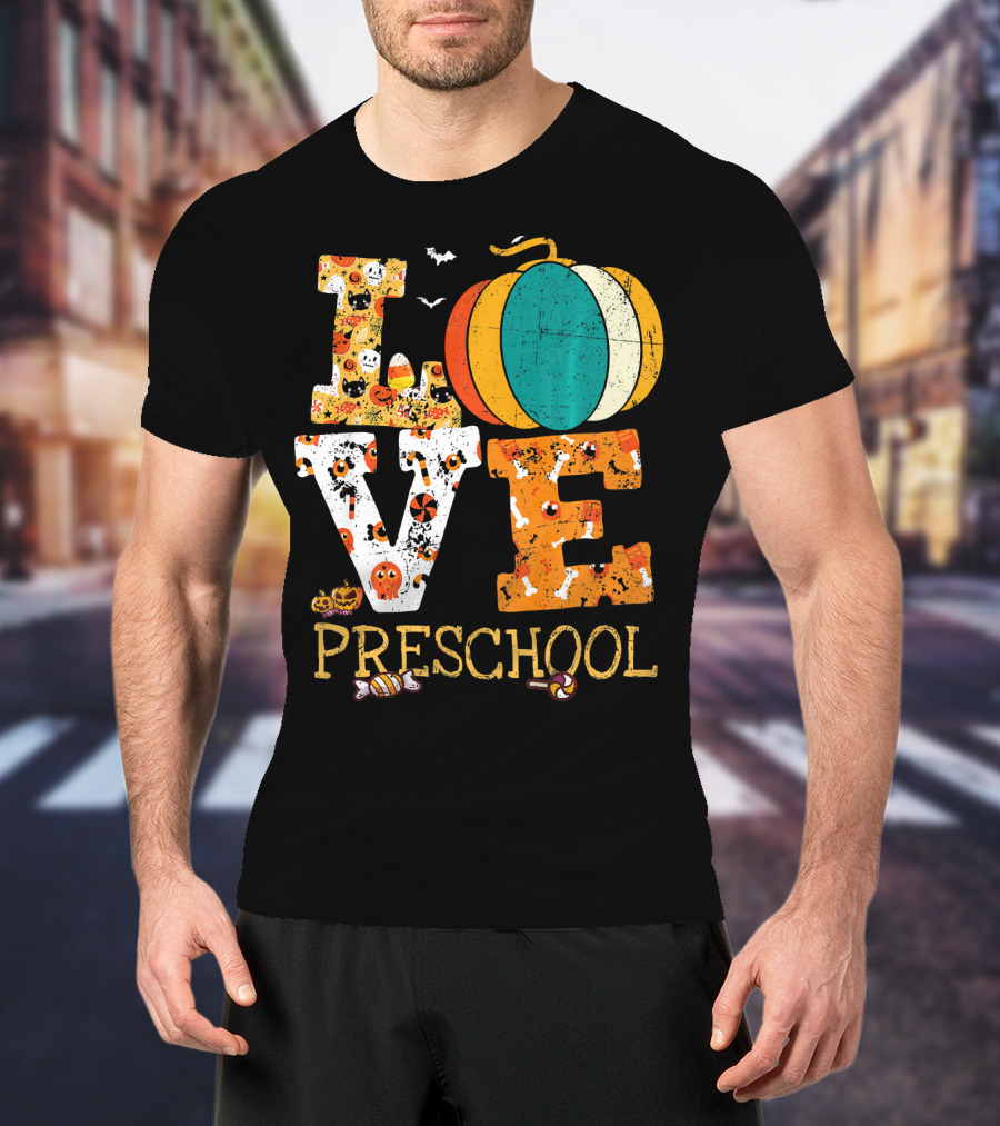 Love Preschool Halloween Pumpkin Candy Fun T-Shirt
