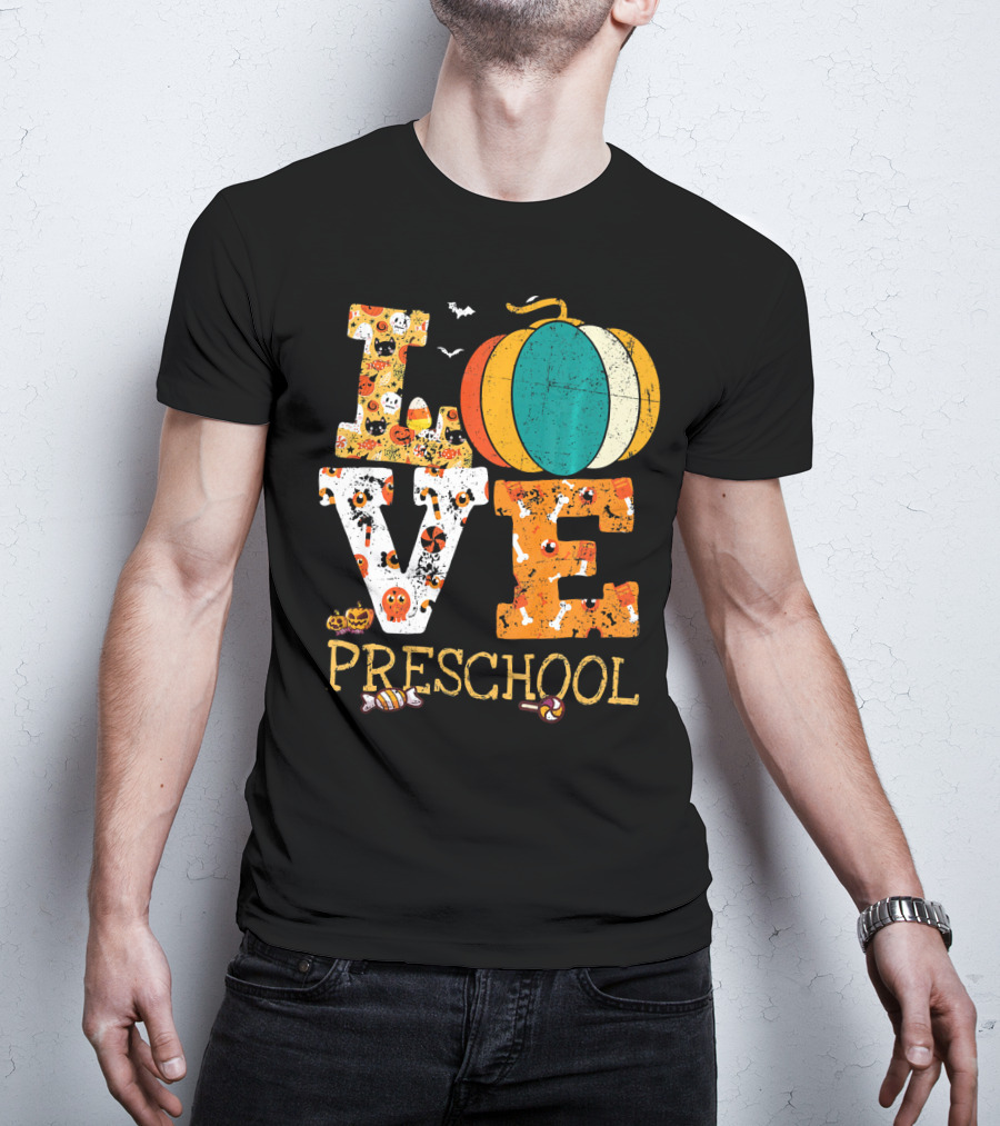 Love Preschool Halloween Pumpkin Candy Fun T-Shirt