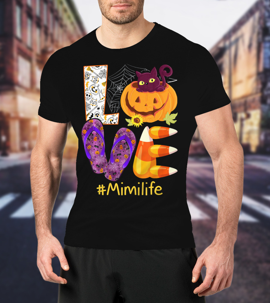 Love Pumpkin Cat Flip Flops #Mimilife T-Shirt
