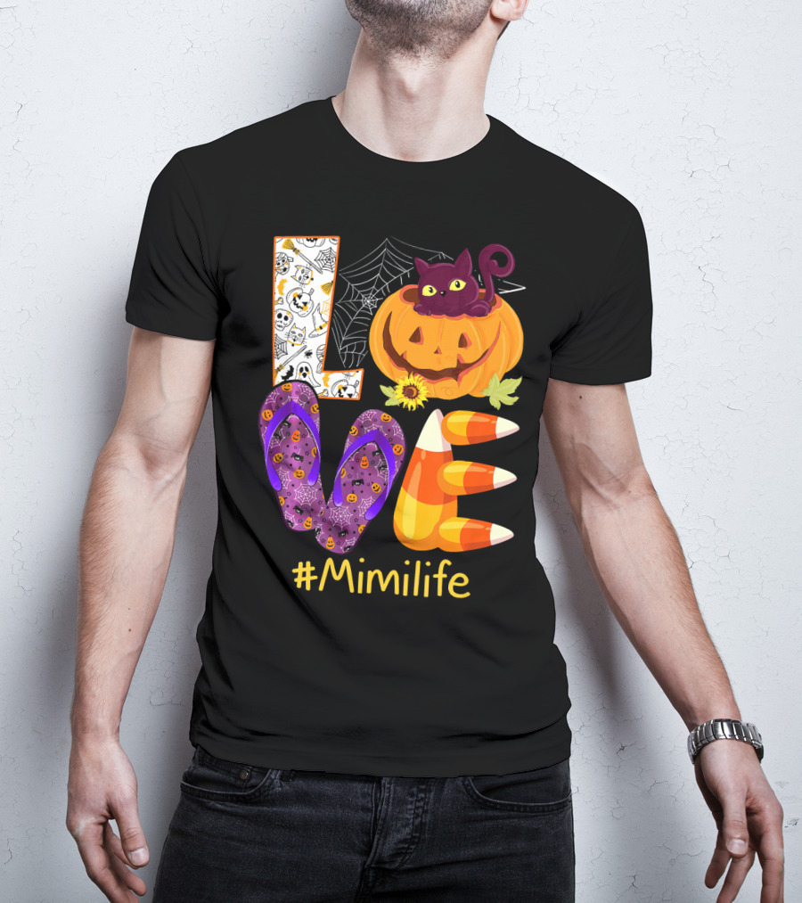 Love Pumpkin Cat Flip Flops #Mimilife T-Shirt