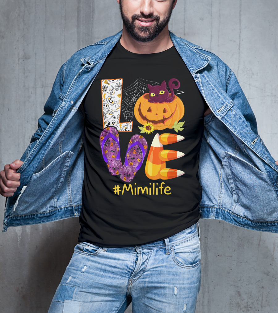 Love Pumpkin Cat Flip Flops #Mimilife T-Shirt