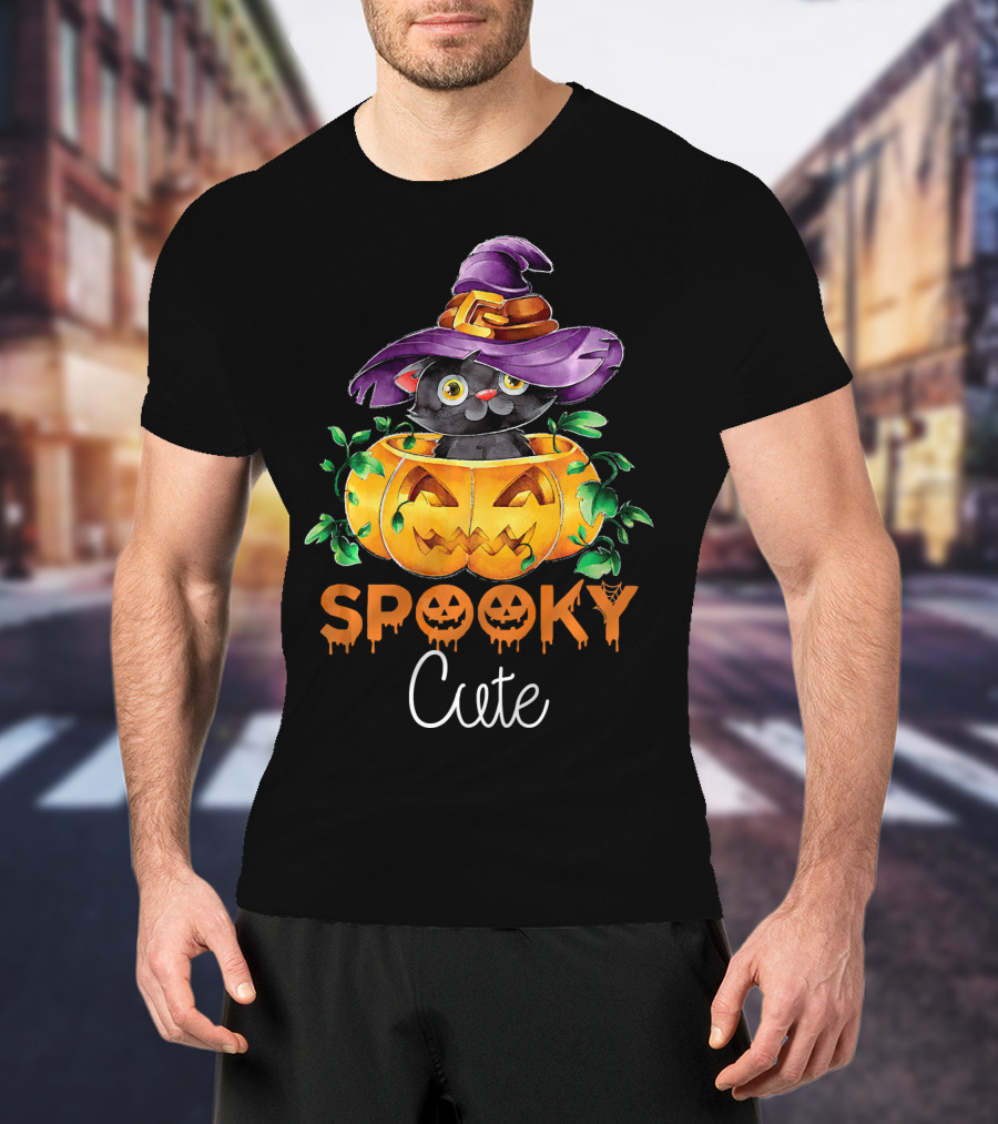 Spooky Cute Halloween Kitten In Pumpkin T-Shirt