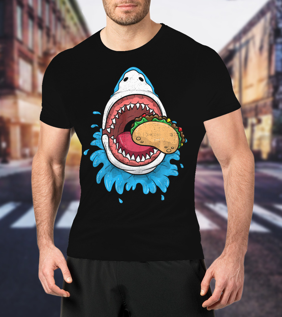 Halloween Shark Eating Taco Mexica Splash T-Shirt