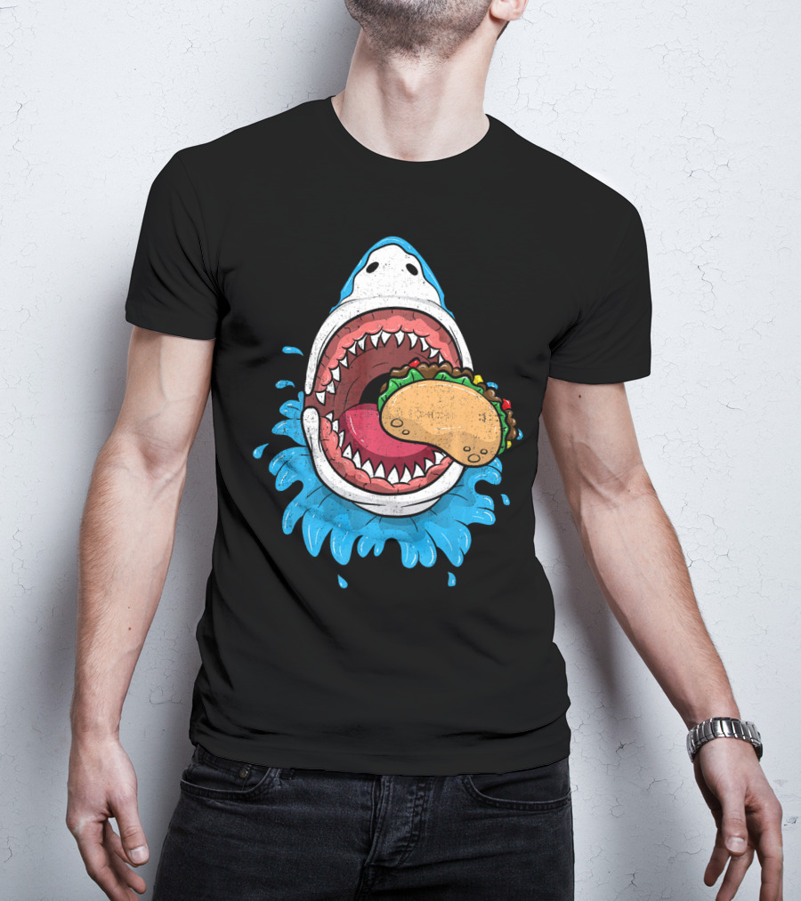 Halloween Shark Eating Taco Mexica Splash T-Shirt