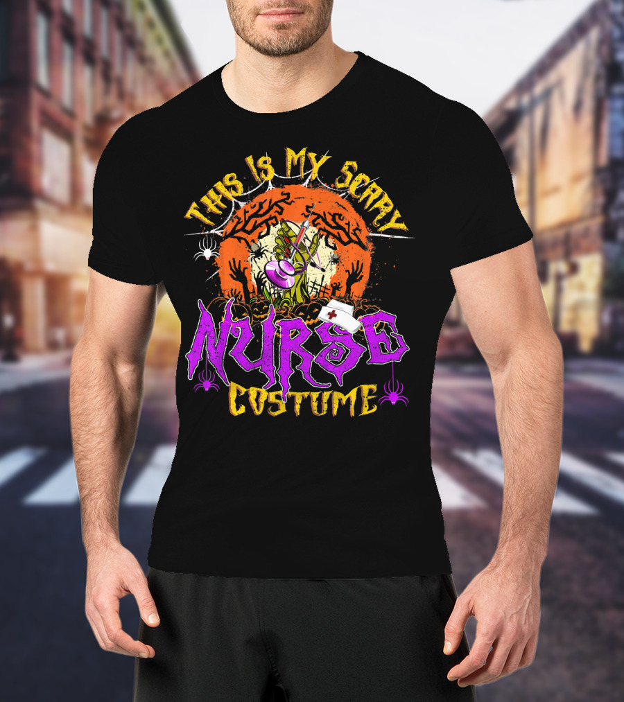 This Is My Scary Nurse Costume Moon Halloween T-Shirt
