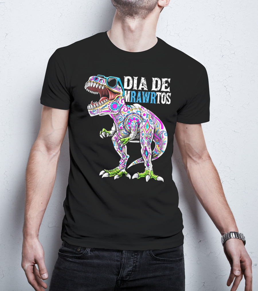 Dia De Mrawrtos Dinosaur Sugarskull T-Shirt
