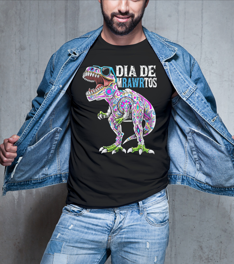 Dia De Mrawrtos Dinosaur Sugarskull T-Shirt