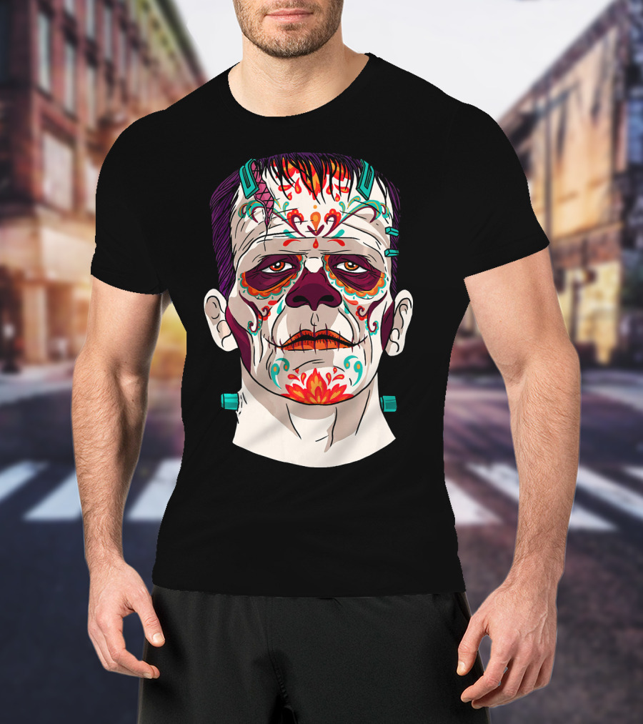 Frankenstein Catrina Sugar Skull Horror T-Shirt