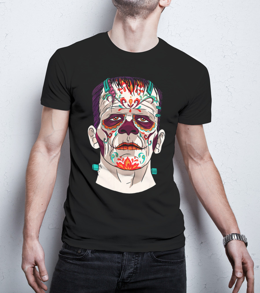 Frankenstein Catrina Sugar Skull Horror T-Shirt