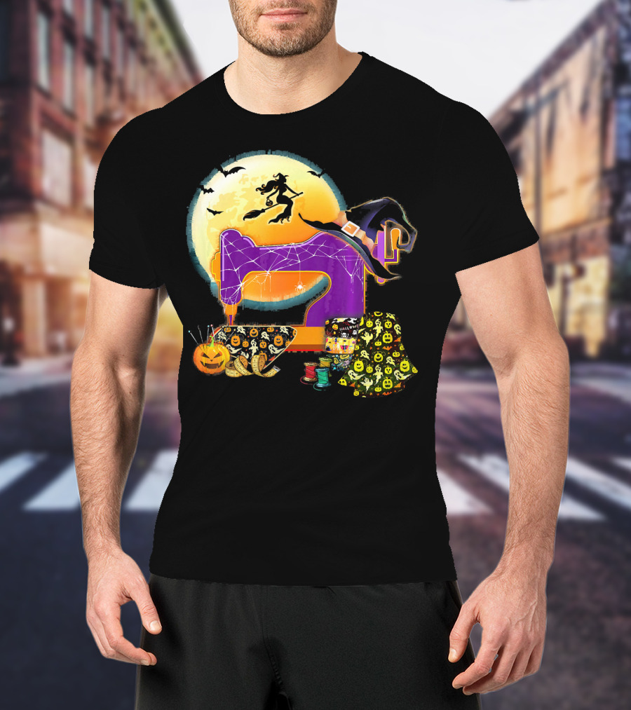 Halloween Sewing Machine Witch Spooky Love T-Shirt