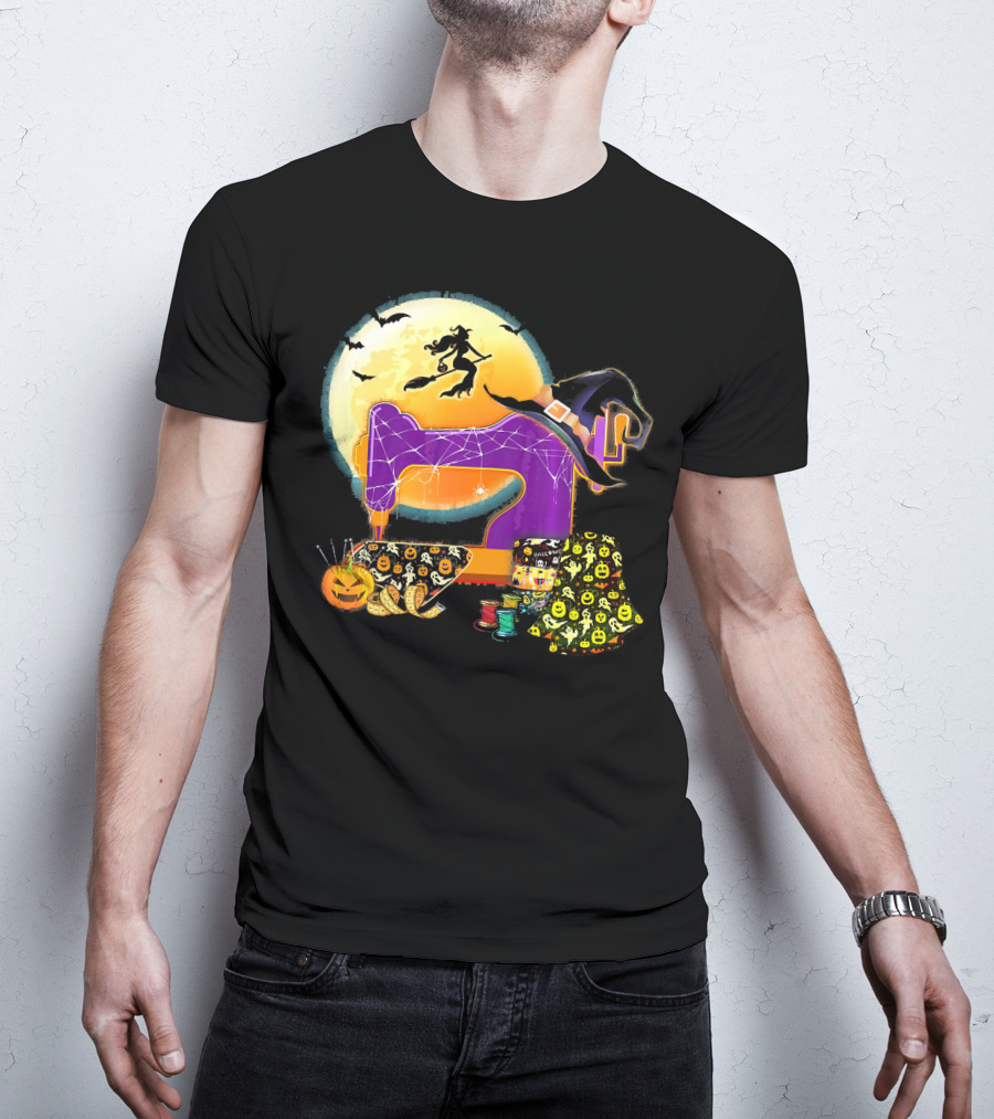 Halloween Sewing Machine Witch Spooky Love T-Shirt