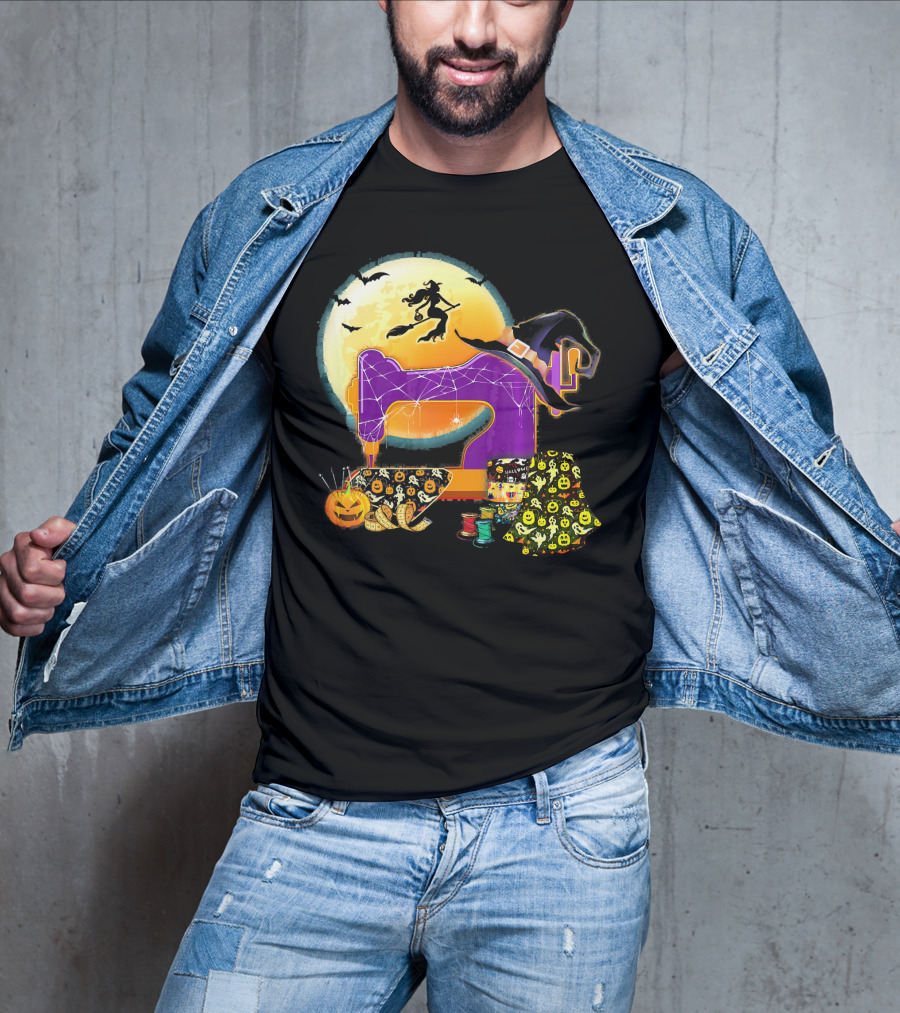 Halloween Sewing Machine Witch Spooky Love T-Shirt