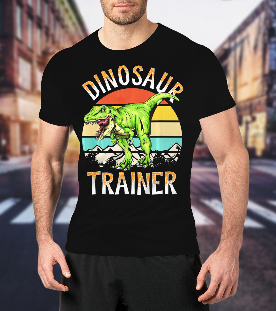 Dinosaur Trainer T-Rex Sunset Mountains T-Shirt