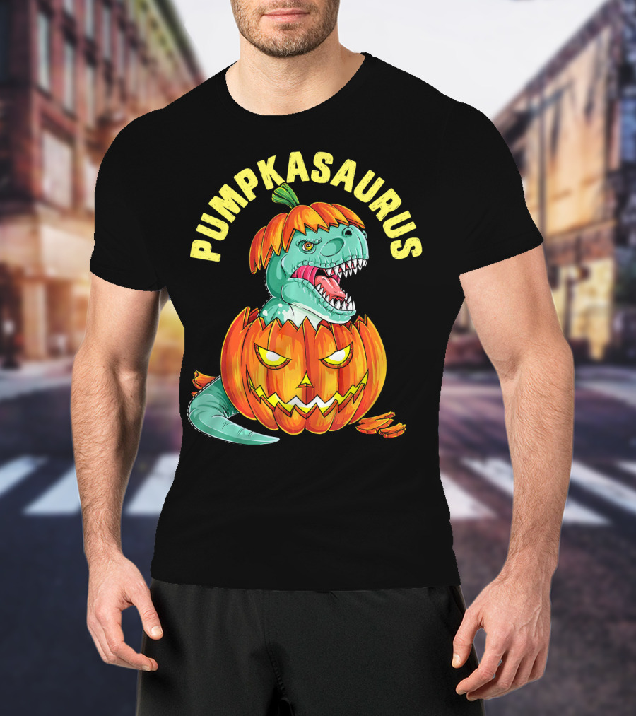 Halloween Kids Pumpkasaurus Dinosaur Pumpkin T-Shirt