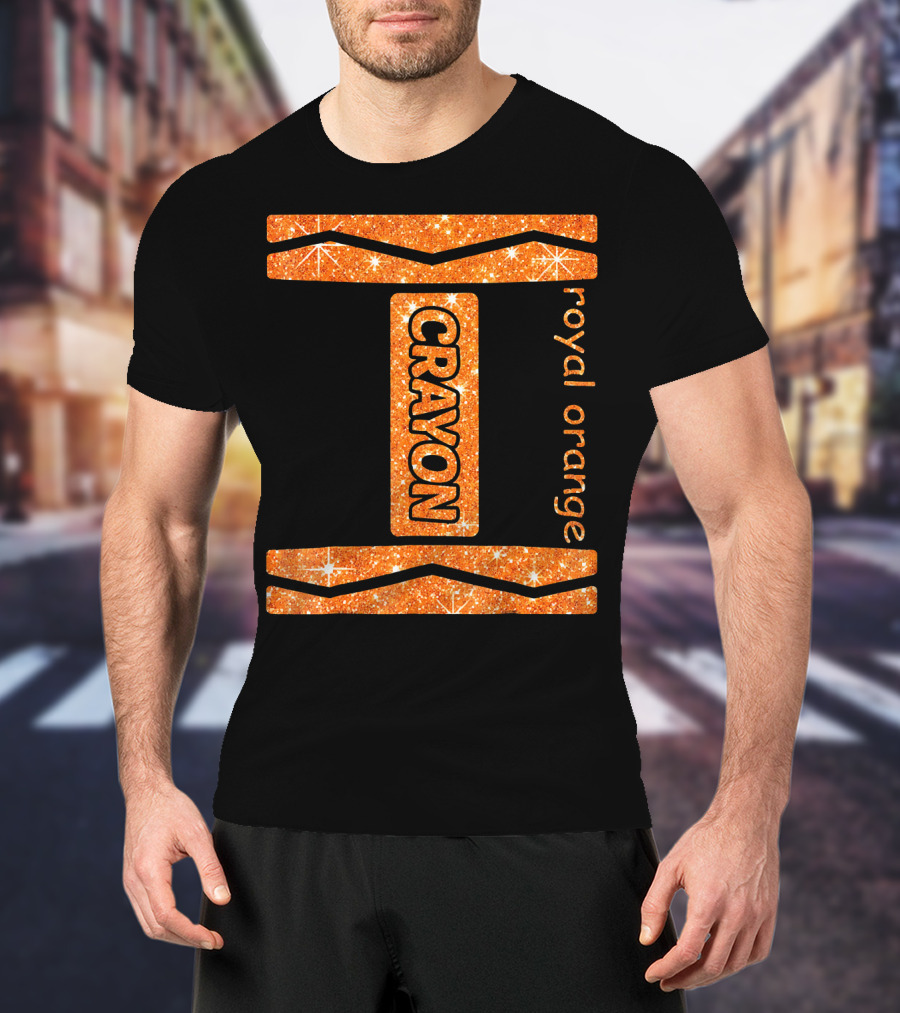 Royal Orange Crayon Halloween Couple Fri Sparkle T-Shirt