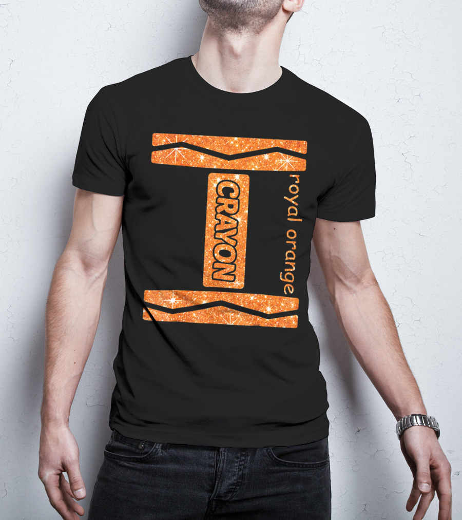 Royal Orange Crayon Halloween Couple Fri Sparkle T-Shirt