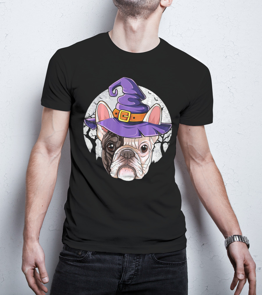 French Bulldog Halloween Witch Hat T-Shirt