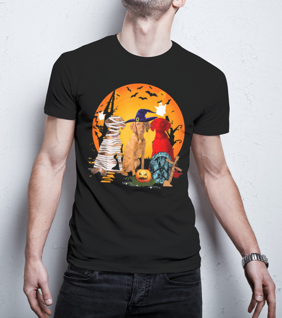 My Vizsla Team Halloween Pumpkin Mummy Witch Dog T-Shirt