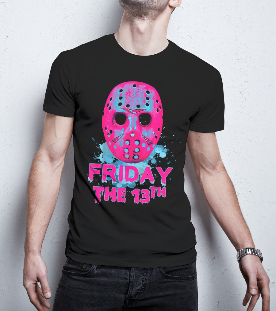 Friday The 13th Pink Neon Hockey Mask Horror T-Shirt