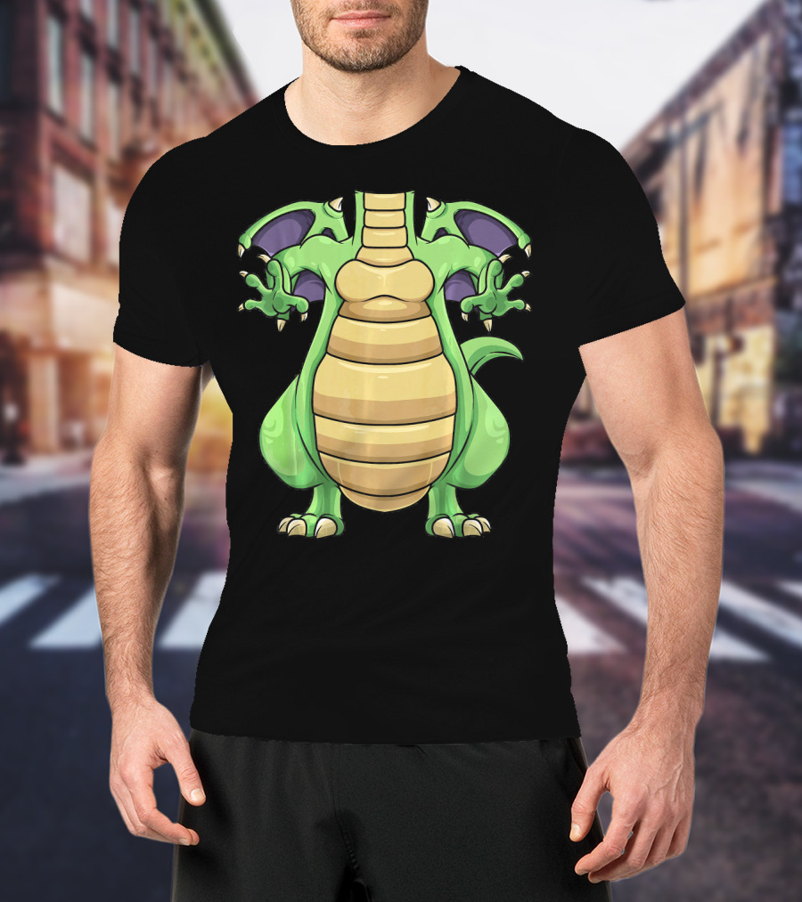 Cool Headless Dragon Retro Cartoon Style Green Monster T-Shirt