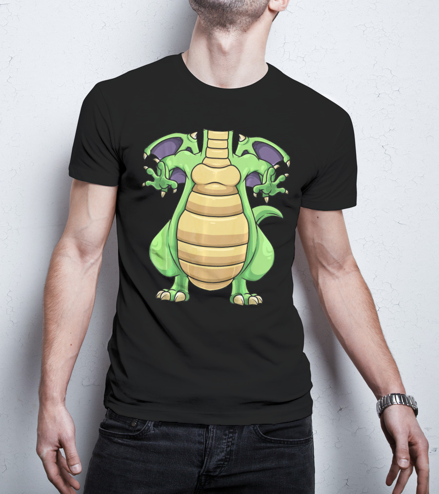 Cool Headless Dragon Retro Cartoon Style Green Monster T-Shirt