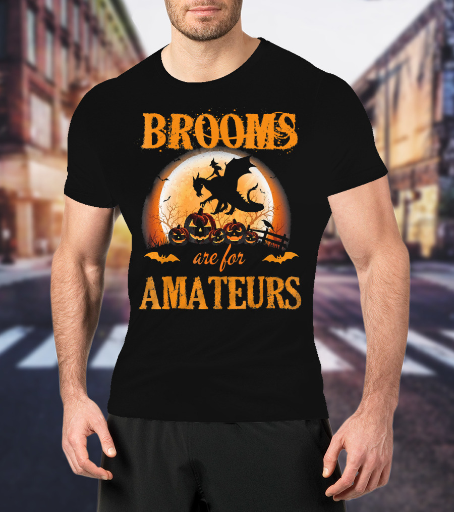 Brooms Are For Amateurs Halloween Dragon Costume T-Shirt