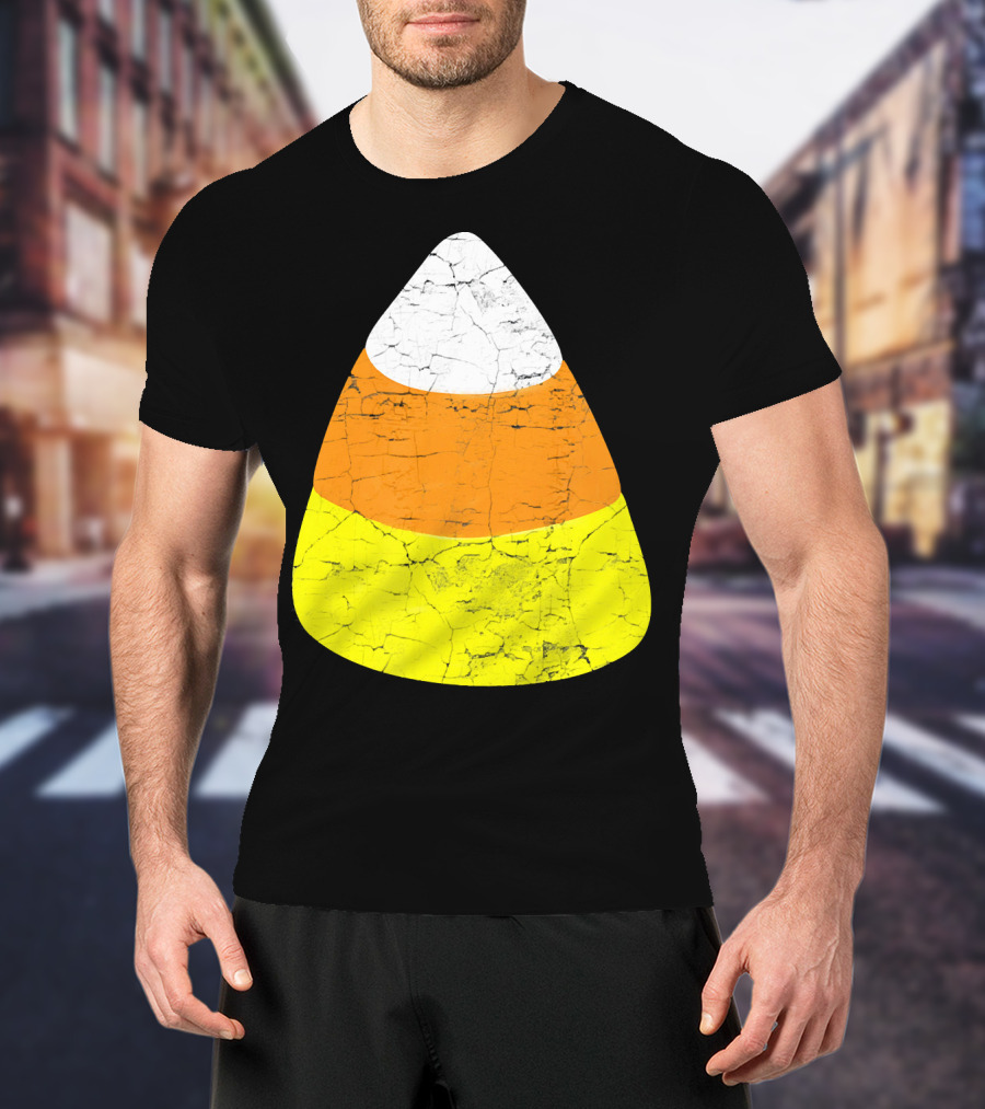 Halloween Candy Corn Vintage Crackle Texture T-Shirt