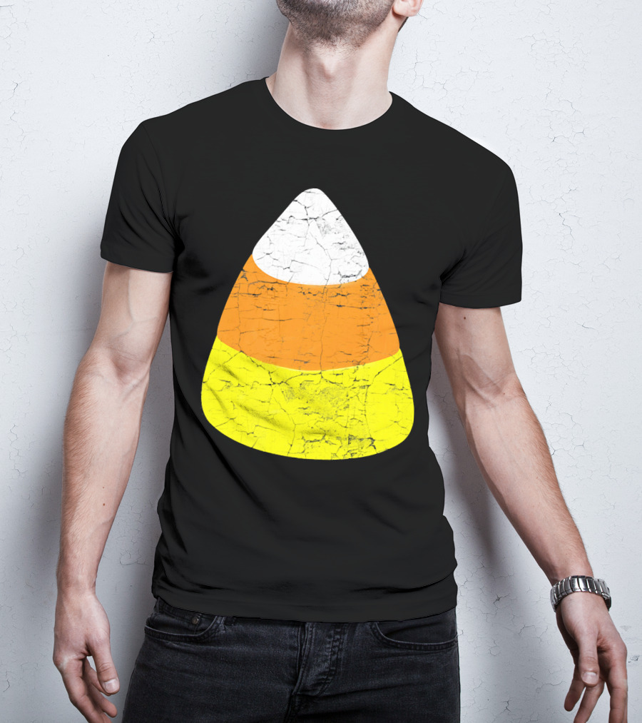 Halloween Candy Corn Vintage Crackle Texture T-Shirt